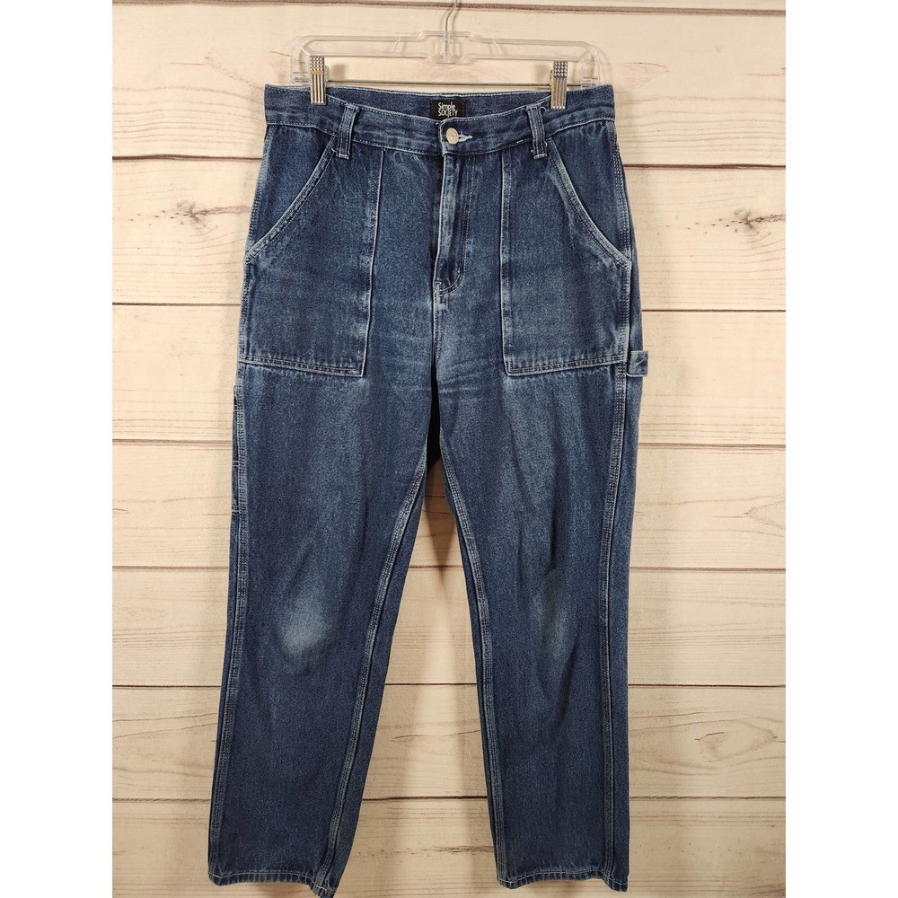 Simple Society Womens Blue Stretch High Rise Deep Pocket Tapered Jeans Size 9/29